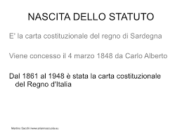Lo statuto albertino sanciva l'eguaglianza di fronte alla legge di tutti i cittadini (art.24), garantiva la libertà individuale (art. Lo Statuto Albertino