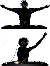 Modern cassette tape players, or cassette decks, have many advanced features. Male And Female Silhouette Of Dj Playing Records With Headphones And Record Decks Royalty Free Cliparts Vectors And Stock Illustration Image 57244677