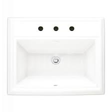 The square pedestal sink has the advantage over the round or oval. 0700008 020 American Standard Town Square Drop In Bathroom Sink 8 Centers White Build Ca