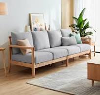 LINSY Living Room Furniture Solid Wood Sofa Set With Fabric ...