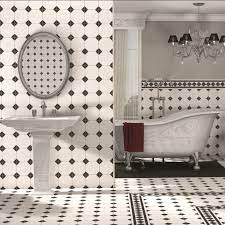 At crown tiles, we carry a huge range of popular floor tiles, including porcelain, quarry, natural stone and wood effect tiles. Regent Black And White Floor Tiles Border Victorian Tiles Direct Tile Wareho Traditional Bathroom Other By Direct Tile Warehouse Houzz