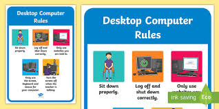 Regular computer users perform 50,000 to 200,000 keystrokes each day. Desktop Computer Rules Display Poster Ict