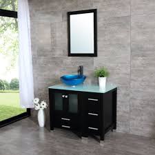 vessel sink glass countertop mirror