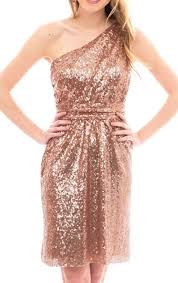 Macloth One Shoulder Sequin Short Bridesmaid Dress Rose Gold Cocktail Dress Rose Gold Cocktail Dress Short Gold Bridesmaid Dresses Gold Sequin Bridesmaid Dress