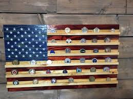 Handmade American Rustic Wooden Flags Veteran Made Woodworks Wooden American Flag Challenge Coin Holder Rustic American Flag Decor