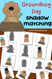 Happy groundhog day design with cute groundhog. Groundhog Day Shadow Matching Activity Totschooling Toddler Preschool Kindergarten Educational Printables