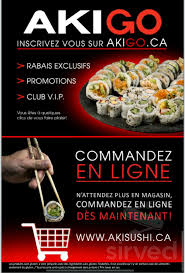 Aki Sushi Matane Menu In Matane Quebec Canada