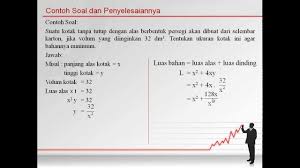 We did not find results for: Soal Dan Penyelesaian Aplikasi Turunan Fungsi Part 2 Youtube