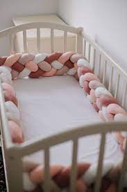Double Braided Beige Crib Bumper Mixed Knot Cushion Knot Pillow Bolster Pillow Decorative Nursery D Child Toddler Bed Mattress Baby Cribs Crib Bedding