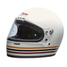 Full Face Retro Helmet With Stripes White Indian Motorcycle