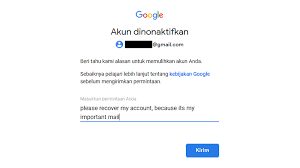 Feb 22, 2018 · 3 cara mengembalikan akun gmail yang dinonaktifkan jika akun google anda dinonaktifkan tentu akan membuat anda kesulitan dalam mengelolah email dan hal lainnya. Cara Memulihkan Akun Gmail Yang Dinonaktifkan Disabled Tekno Bagus