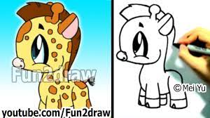 How to draw fashionable animals. How To Draw A Cartoon Giraffe Cute Drawings Fun2draw Online Art Classes Youtube