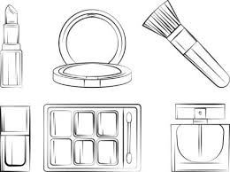 This clipart image is transparent backgroud and png format. Coloring Page Set Of Cosmetics Tips Vector Illustration Of Lipstick Blush Make Up Brush Nail Polish Eye Shadow And Perfume Stylish And Trendy Fresh Colors Vector Make Up Tools Coloring Book Royalty Free Vector