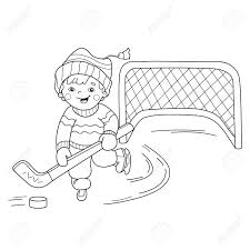 Print out these free coloring pages to entertain your kids. Coloring Page Outline Of Cartoon Boy Playing Hockey Winter Sports Coloring Book For Kids Royalty Free Cliparts Vectors And Stock Illustration Image 68107868