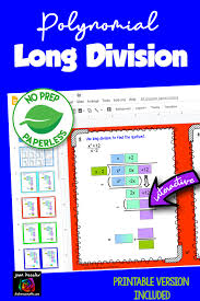 Long Division With Polynomials Digital Practice Long Division Polynomials Algebra Activities