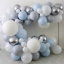Balloon garlands have been everywhere lately and it's not hard to see why. Our Winter Wonderland Diy Balloon Garland Kit Features Matte White Interwoven With B Winter Wonderland Birthday Balloon Garland Winter Wonderland Baby Shower