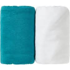 Pour un matelas de 120x60 cm, il nous faut: Lot De 2 Draps Housse Bleu Canard Tropical Et Blanc 60 X