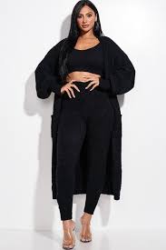 Cozy Knit Tank Top Pants And Duster 3 Piece Set Bgv Collective