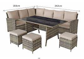Rattan Corner Dining Set Charcoal Grey New Hampshire Range Rattanworld