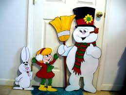 New 3 Piece Set Frosty The Snowman Girl Rabbit Christmas Yard Art Christmas Yard Art Christmas Cutouts Christmas Yard