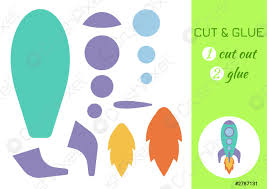 Auto basteln papier falten bastelarbeiten aus papier und pappe basteln mit kindern vorlagen papierautos. Schneiden Und Leimen Papier Rakete Farbe Papier Schneiden Anwendung Spiel Stock Vektorgrafi Crushpixel
