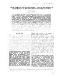 Investigating leadership, gender, and coaching level using the revised leadership for sport scale. Pdf Critical Analysis Of Psychological Research Rationale And Design For A Proposed Course For The Undergraduate Psychology Curriculum