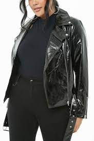 Forever 21 Plus Size Faux Patent Leather Moto Jacket Estilo De Outono Ideias Fashion Tamanhos Grandes