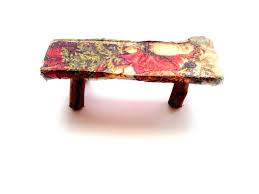 Fairy Garden Miniature Christmas Table, Christmas Decor, St. Nicholas Bench