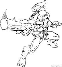 Michaelangelo (mickey), wears an orange mask and uses nunchucks. Ninja Turtles Coloring Pages Coloringall