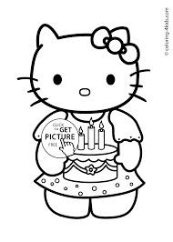 Cat colouring pages activity village. Hello Kitty Happy Birthday Coloring Pages For Kids Printables