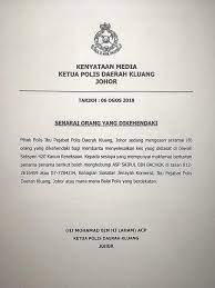 The copyright of the image is owned by the owner, this website only displays a few snippets of several keywords that are put together in a post summary. Kenyataan Media Ketua Polis Kami Anak Jati Kluang Johor Facebook