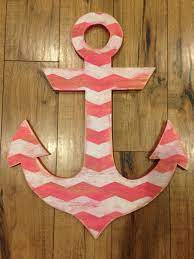 You can find everything from wooden signs to wooden accents and nautical anchor decor is extremely popular so there are a lot of different products to go through. Large Distressed Hot Pink And White Chevron Wood Anchor Sign Photo Prop Nautical Home Decor Wall Art On Etsy Home Decor Wall Art Nautical Home Nautical Bedroom