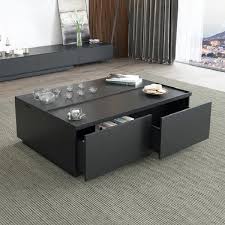 Choochoo oxford coffee table with thicker legs, black wood coffee table with storage for living room. Rectangular Lift Top Storage Coffee Table With Drawers In Black Style B