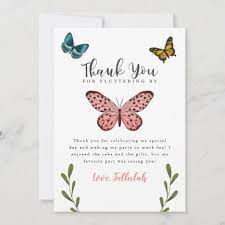 Butterfly Theme Girls Birthday Party Thank You Card Zazzle Com Butterfly Themed Birthday Party Butterfly Birthday Cards 1st Birthday Party For Girls