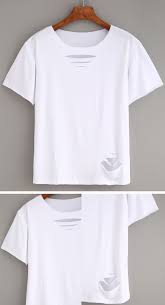 Ripped Plain White T Shirt Plain White T Shirt Tee Shirts Diy T Shirt Diy