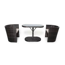 Maypole large bistro set with 2 armchairs and side table in small grey rattan. Balcony Compact Bistro Set Blue Lagoon Furniture