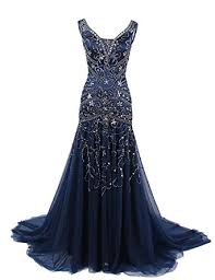 Amazon Com Dressystar V Neck Beaded Mermaid Prom Dress Ball