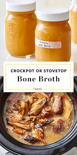How To Make Chicken Bone Broth On The Stovetop Or Slow Cooker Recipe Chicken Broth Recipes Slow Cooker Bone Broth Chicken Bone Broth Recipe