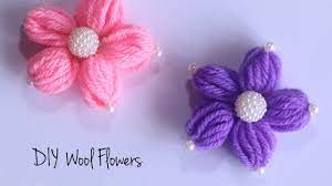 Hand embroidery amazing trick# sewing hack with hizab pin# e. Wool Flower Making How To Make Woolen Flowers Diy Wool Crafts Youtube