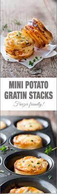 Cheesy Mini Potato Gratin Stacks Muffin Tin Recipe Recipes Cheesy Potato Gratin Cooking
