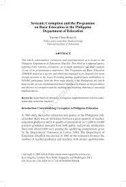 According to a recent poll by the online periodical the. Pdf Systemic Corruption And The Programme On Basic Education In The Philippine Department Of Education