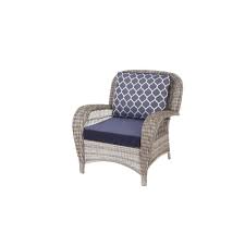Transform your outdoor space into a relaxing oasis with an outdoor lounge chair. Hampton Bay Beacon Park Gray Wicker Outdoor Patio Stationary Lounge Chair With Cushionguard Midnight Trellis Navy Blue Cushions Frs80812c G The Home Depot