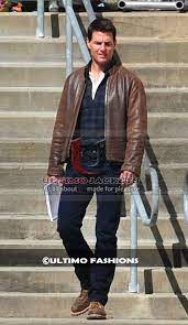 Tom Cruise Jack Reacher 2 Brown Genuine Leather Jacket Genuine Leather Jackets Celebrities Leather Jacket Leather Jacket