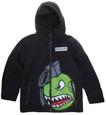 Grenade brand gray tropical pulloverhoodie sweater. Nwt Youth Grenade Gloves Snowboard Recruiter Jacket 150 Black Green Grenade Ebay