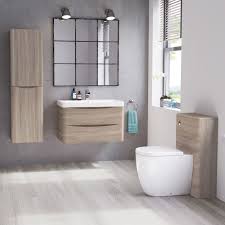 800mm Austin Ii Light Oak Effect Built In Basin Drawer Unit Wall Hung Bathroom Wall Units Bathroom Furniture Oak Bathroom Furniture