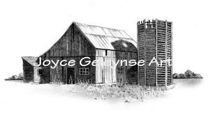Printable Art Old Wooden Barn And Silo Pencil Drawing Etsy Barn Drawing Barn Art Pencil Drawings