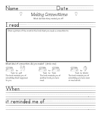 Making Connections Worksheet Text To World Text To Self Connection Reading Comprehension Strategies