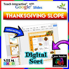 Thanksgiving Algebra Slope Activity With Google Slides Distance Learning Thanksgiving Algebra Algebra Activities Math Lessons