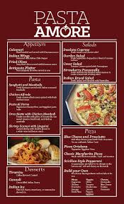 Pasta Amore Menu