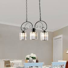 Black Crystal Hanging Light Fixture Modern Iron 3 Light Island Lights Over Kitchen Island Beautifulhalo Com